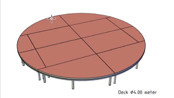 A round stage with a diameter of 4 m that is easy to set up.